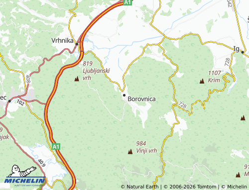 MICHELIN Borovnica map - ViaMichelin