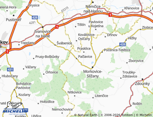 Mappa MICHELIN Pačlavice - ViaMichelin