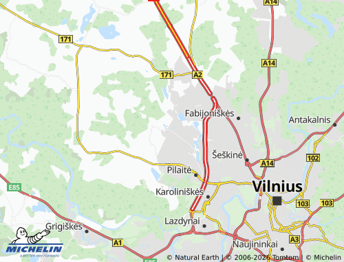 Carte MICHELIN Zujūnai - ViaMichelin