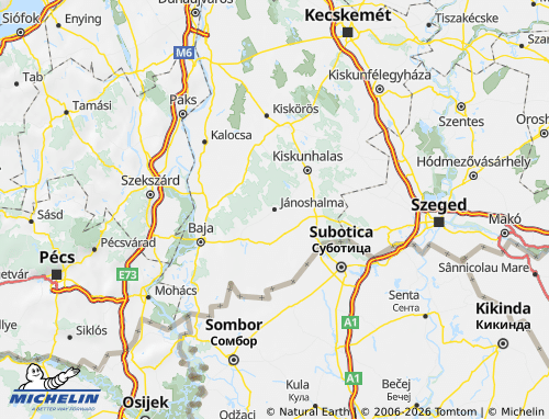 MICHELIN Jánoshalmai járás map - ViaMichelin