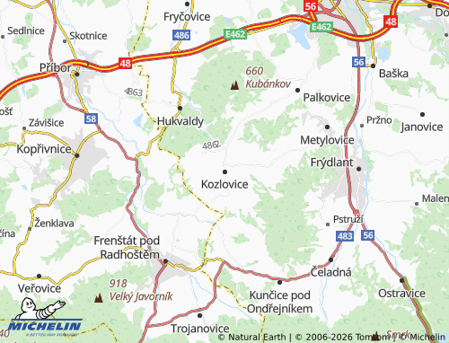 Mappa MICHELIN Kozlovice - ViaMichelin
