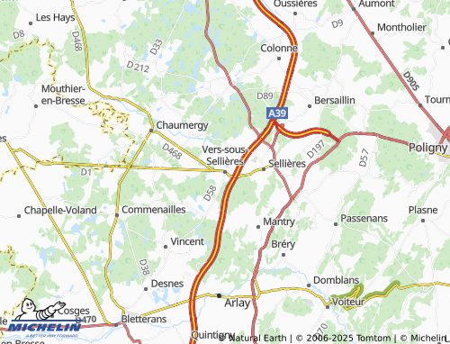 MICHELIN Vers-sous-Sellières map - ViaMichelin