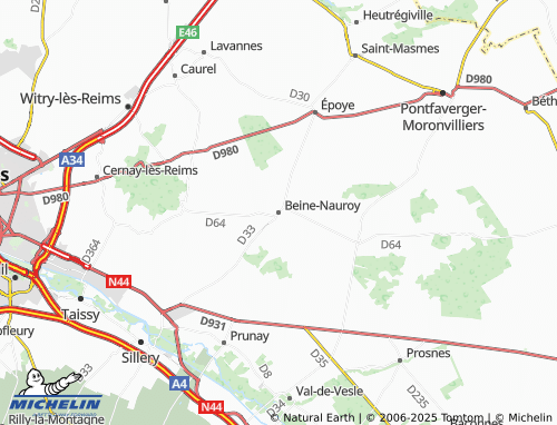 MICHELIN Beine-Nauroy map - ViaMichelin