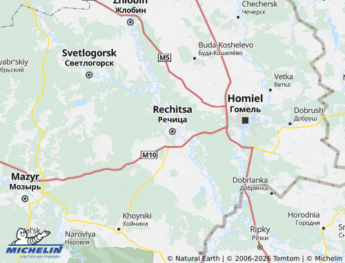 MICHELIN Rechitskiy rayon map - ViaMichelin