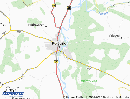 MICHELIN Popławy map - ViaMichelin