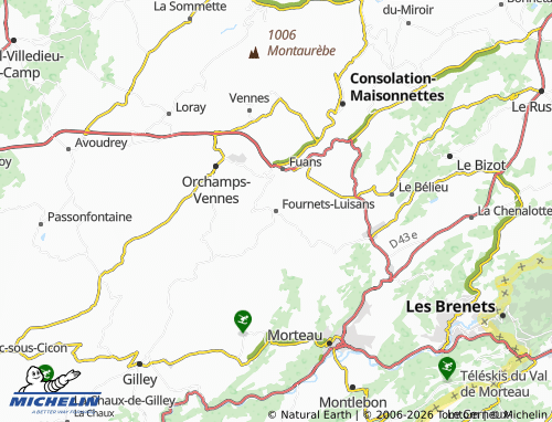 MICHELIN Fournets-Luisans map - ViaMichelin