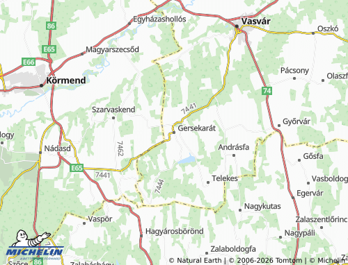 MICHELIN Gersekarát map - ViaMichelin