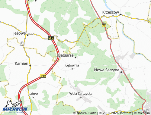 MICHELIN Babiarze map - ViaMichelin