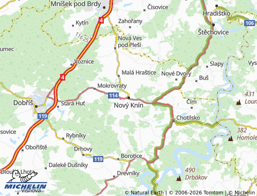Mappa MICHELIN Nový Knín - ViaMichelin