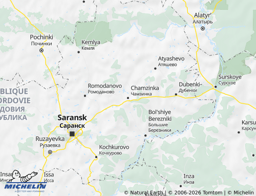 Carte MICHELIN Chamzinskiy rayon - ViaMichelin