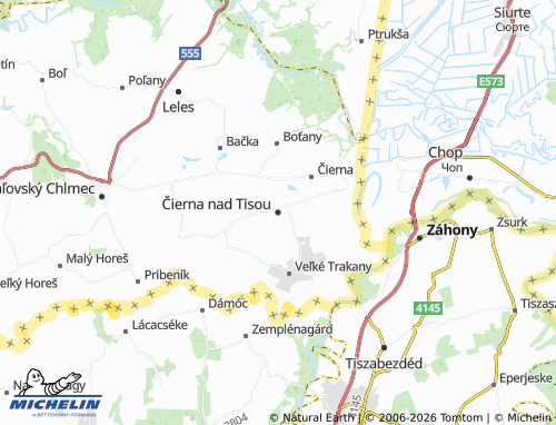 MICHELIN-Landkarte Čierna nad Tisou - ViaMichelin