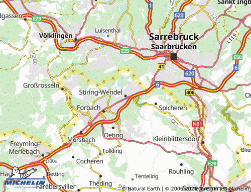 MICHELIN-Landkarte Stiring-Wendel - ViaMichelin