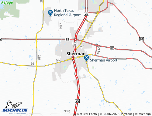 Mapa MICHELIN Sherman - ViaMichelin