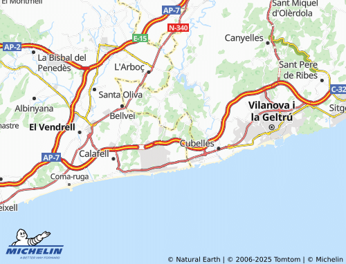 MICHELIN els jardins de Cunit map - ViaMichelin