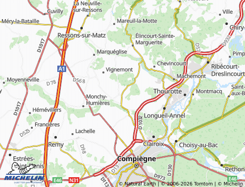 MICHELIN-Landkarte Villers-sur-Coudun - ViaMichelin
