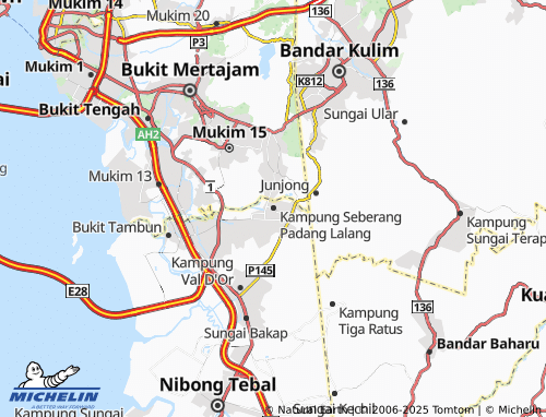 MICHELIN Kampung Seberang Padang Lalang map - ViaMichelin