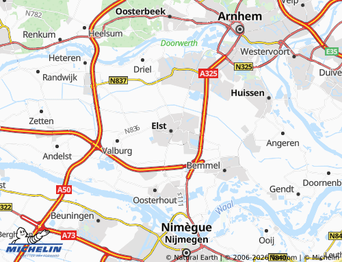 Carte MICHELIN Elst - ViaMichelin
