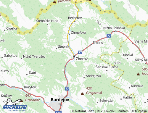 MICHELIN-Landkarte Zborov - ViaMichelin