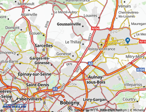 MICHELIN Gonesse map - ViaMichelin