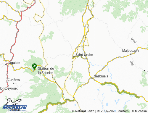 MICHELIN Saint-Urcize map - ViaMichelin