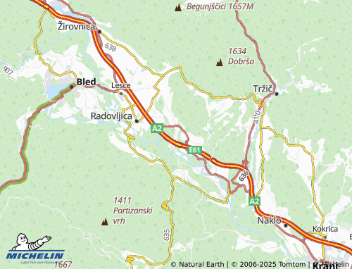 MICHELIN Mošnje map - ViaMichelin