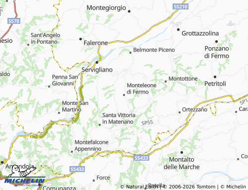 MICHELIN-Landkarte Monteleone di Fermo - ViaMichelin
