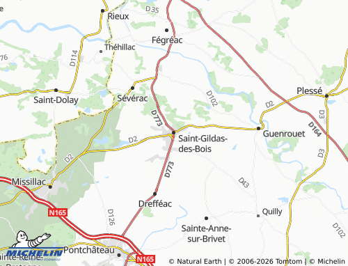 Carte MICHELIN Saint-Gildas-des-Bois - ViaMichelin