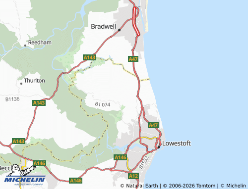 Carte MICHELIN Blundeston - ViaMichelin
