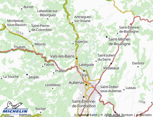 MICHELIN-Landkarte Vals-les-Bains - ViaMichelin