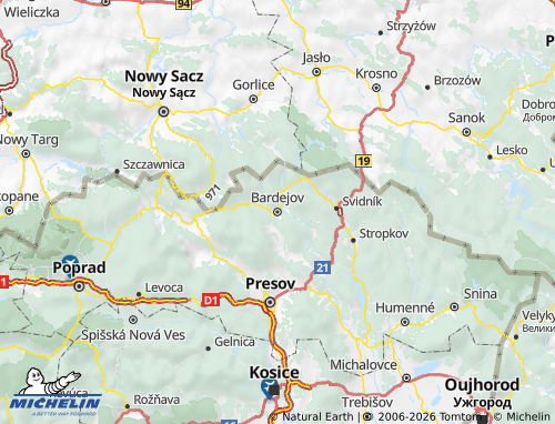 Kaart MICHELIN Bardejov - ViaMichelin