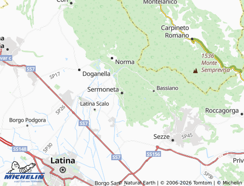 Mapa MICHELIN Sermoneta - ViaMichelin