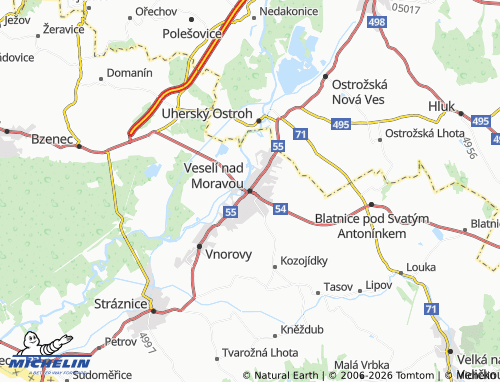 MICHELIN Veselí nad Moravou map - ViaMichelin