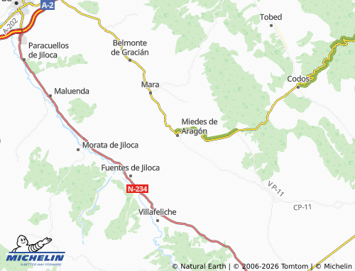 MICHELIN Miedes de Aragón map - ViaMichelin