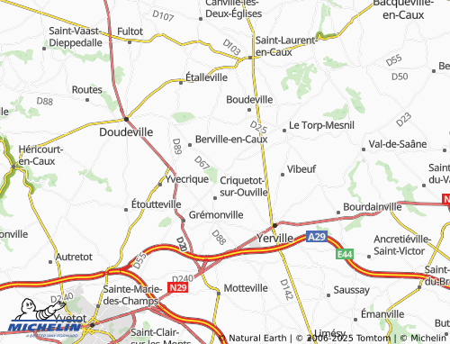 MICHELIN Ouville-l'Abbaye map - ViaMichelin