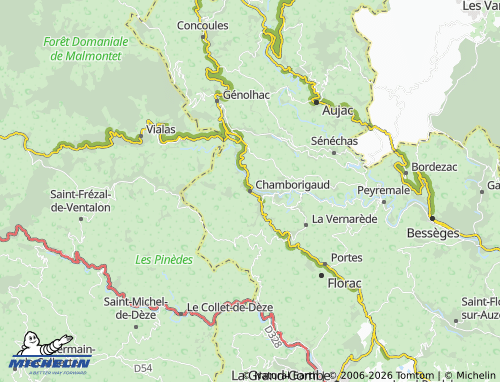 Carte MICHELIN Chamborigaud - ViaMichelin