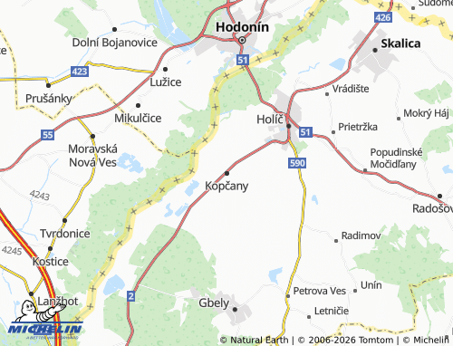 MICHELIN-Landkarte Kopčany - ViaMichelin