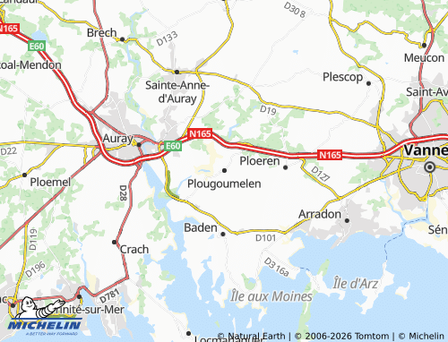 MICHELIN Plougoumelen map - ViaMichelin