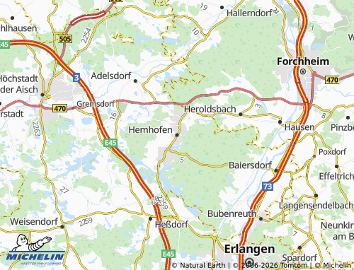 MICHELIN-Landkarte Hemhofen - ViaMichelin