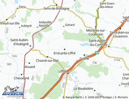 MICHELIN Ercé-près-Liffré map - ViaMichelin