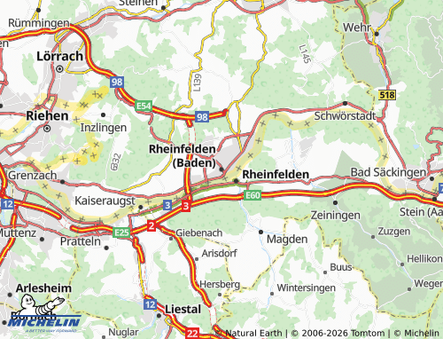 MICHELIN-Landkarte Rheinfelden (Baden) - ViaMichelin