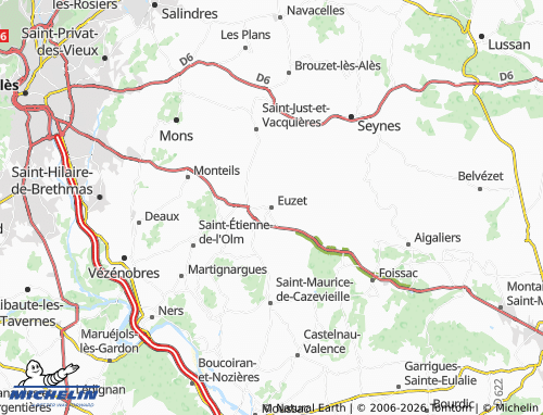 Mappa MICHELIN Euzet - ViaMichelin