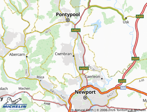 Mappa MICHELIN Cwmbran Central - ViaMichelin