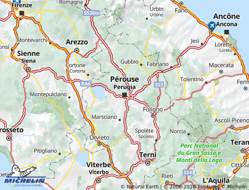 MICHELIN-Landkarte Umbrien - ViaMichelin
