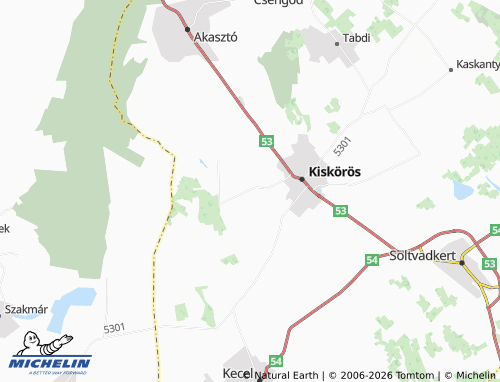 MICHELIN Erdőtelek map - ViaMichelin