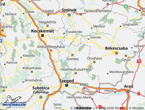 MICHELIN Szentesi járás map - ViaMichelin