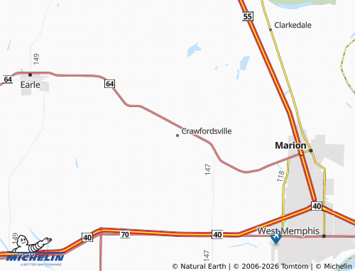 Kaart MICHELIN Crawfordsville - ViaMichelin