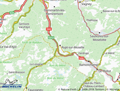 Carte MICHELIN Rupt-sur-Moselle - ViaMichelin