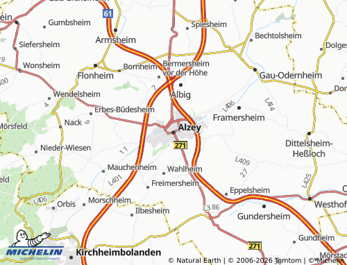 MICHELIN-Landkarte Alzey - ViaMichelin