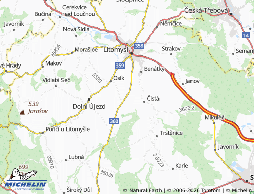 MICHELIN Nová Ves u Litomyšle map - ViaMichelin