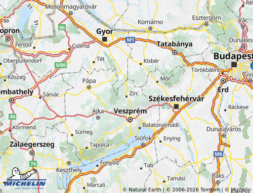 Mapa MICHELIN Zirci járás - ViaMichelin